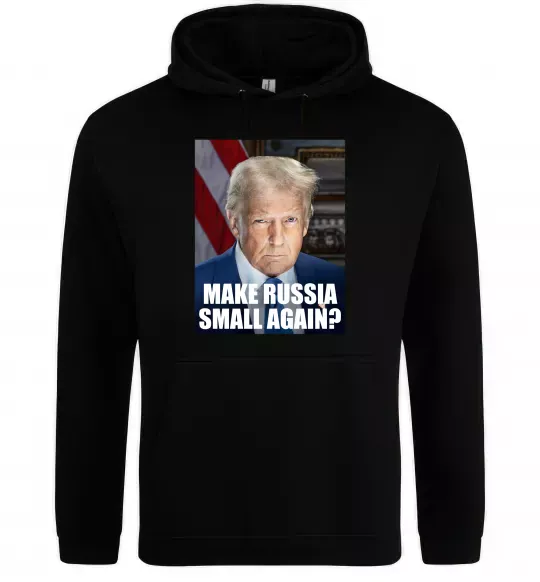 Мужская толстовка (худи) Make russia small? Трамп Черный фото
