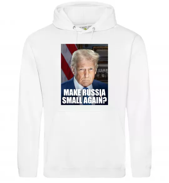 Мужская толстовка (худи) Make russia small? Трамп Белый фото