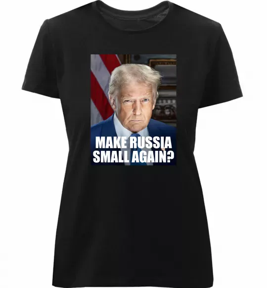 Жіноча преміум футболка Make russia small? Трамп Чорний фото