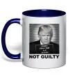 Чашка с цветной ручкой Donald Trump Not guilty Глубокий темно-синий фото