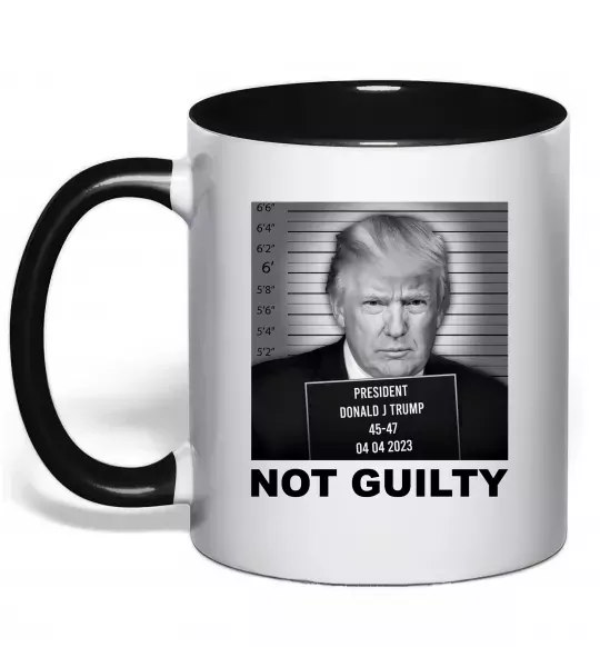 Чашка с цветной ручкой Donald Trump Not guilty Черный фото