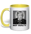 Чашка з кольоровою ручкою Donald Trump Not guilty Лимонний фото
