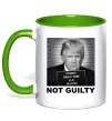 Чашка з кольоровою ручкою Donald Trump Not guilty Лаймовий фото
