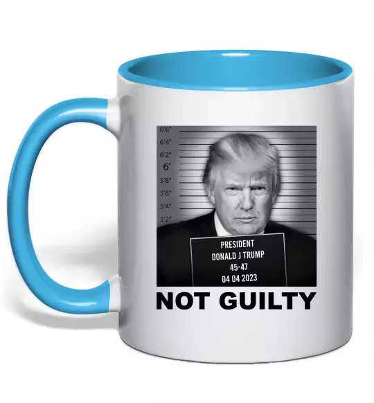 Чашка с цветной ручкой Donald Trump Not guilty Голубой фото