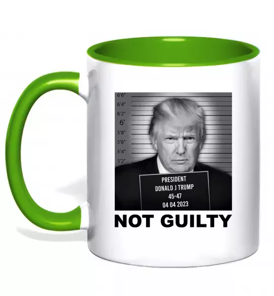 Чашка с цветной ручкой Donald Trump Not guilty Зеленый фото