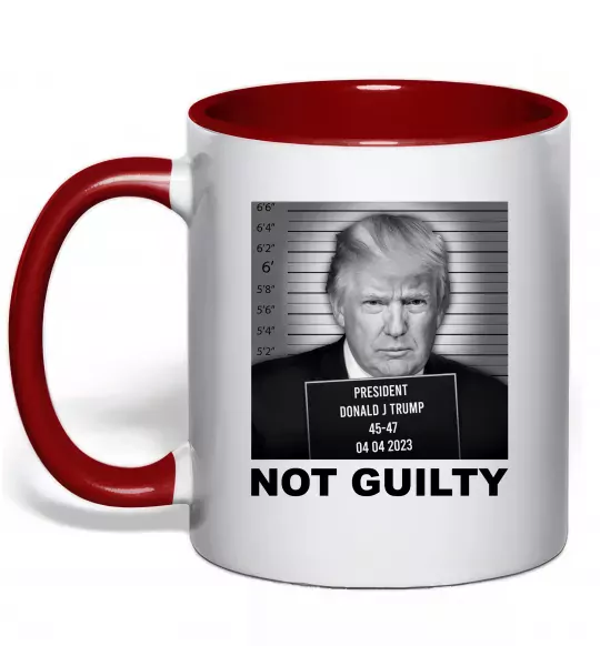 Чашка с цветной ручкой Donald Trump Not guilty Красный фото