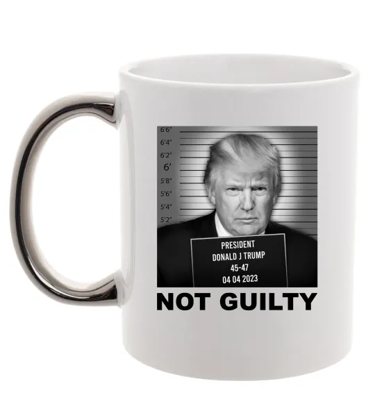 Чашка с цветной ручкой Donald Trump Not guilty Серебро фото