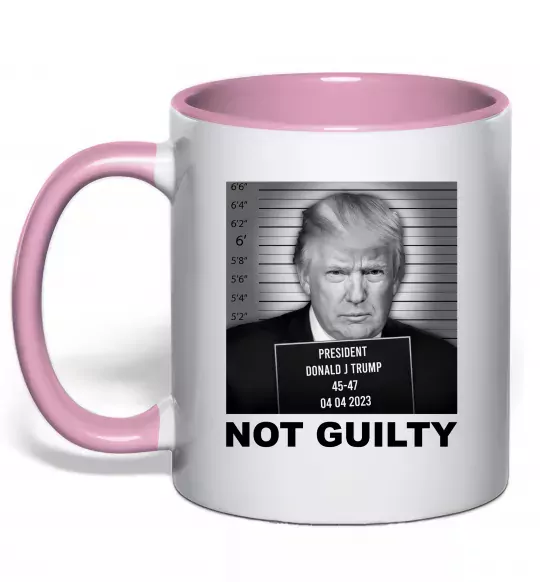 Чашка с цветной ручкой Donald Trump Not guilty Нежно розовый фото