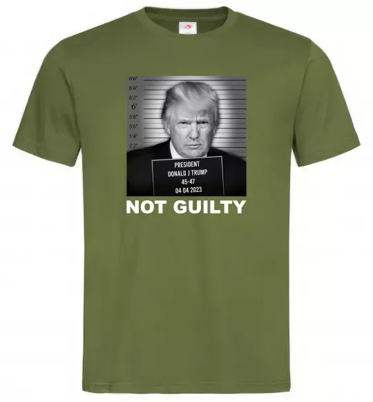 Чоловіча футболка Donald Trump Not guilty Оливковий фото