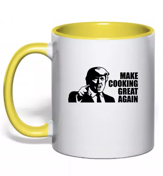 Чашка з кольоровою ручкою Make cooking great again Сонячно жовтий фото