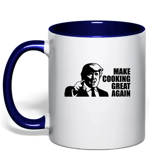 Чашка з кольоровою ручкою Make cooking great again Глибокий темно-синій фото