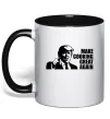 Чашка з кольоровою ручкою Make cooking great again Чорний фото