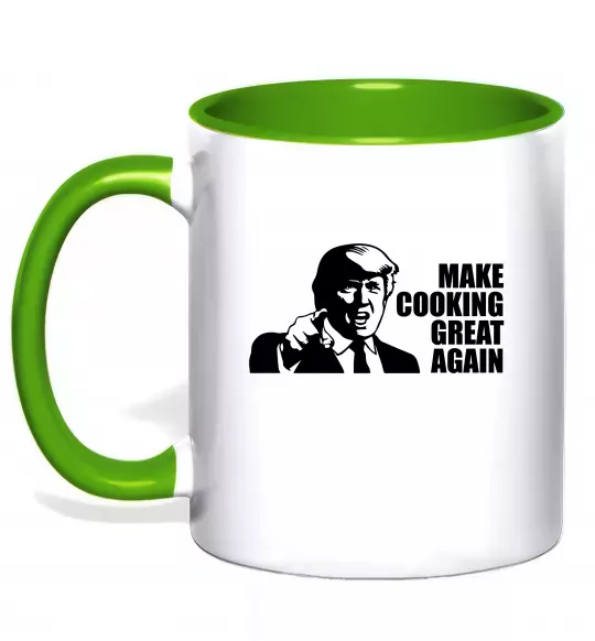 Чашка з кольоровою ручкою Make cooking great again Зелений фото