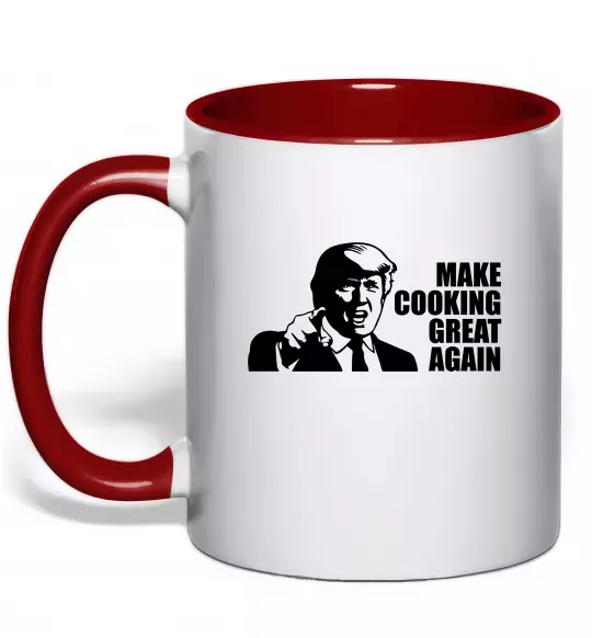 Чашка з кольоровою ручкою Make cooking great again Червоний фото