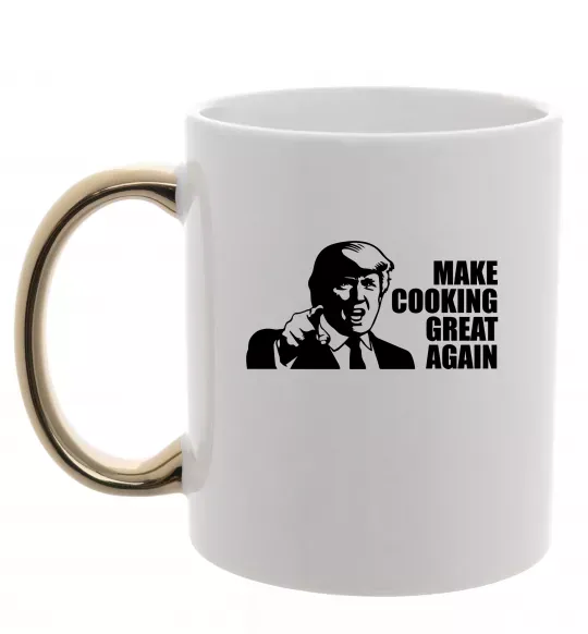 Чашка з кольоровою ручкою Make cooking great again Золото фото