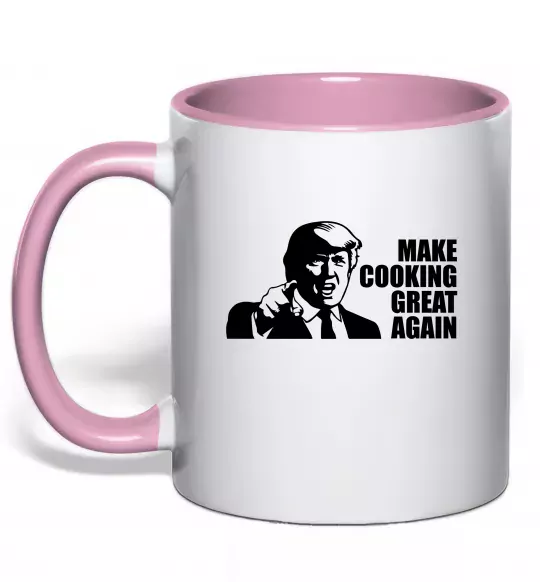 Чашка з кольоровою ручкою Make cooking great again Ніжно рожевий фото