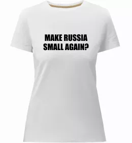 Жіноча преміум футболка Make russia small? Трамп Білий фото