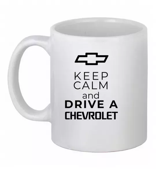 Чашка керамічна Keep calm and drive a Chevrolet Білий фото
