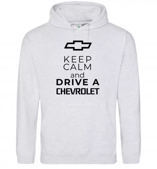 Чоловіча толстовка (худі) Keep calm and drive a Chevrolet Сірий меланж фото