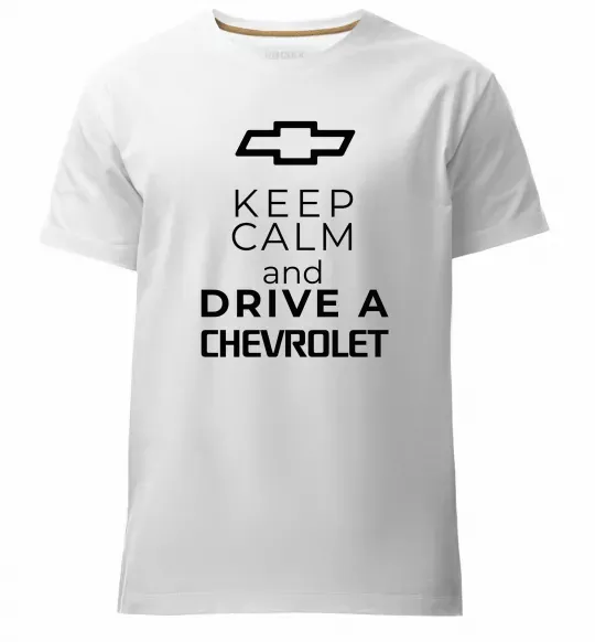Чоловіча преміум футболка Keep calm and drive a Chevrolet Білий фото