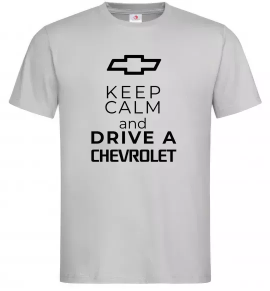Мужская футболка Keep calm and drive a Chevrolet Серый фото