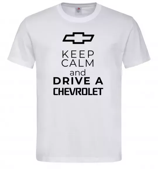 Мужская футболка Keep calm and drive a Chevrolet Белый фото