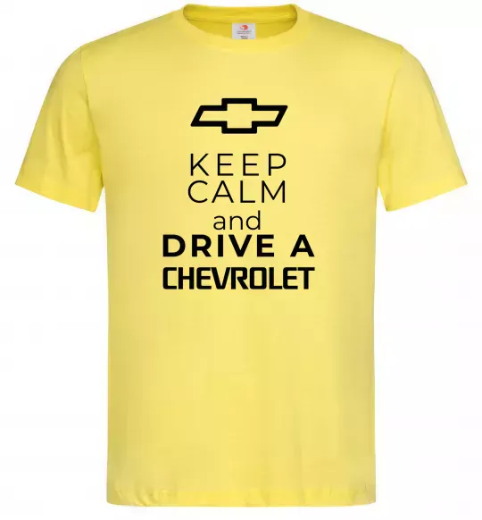 Мужская футболка Keep calm and drive a Chevrolet Лимонный фото