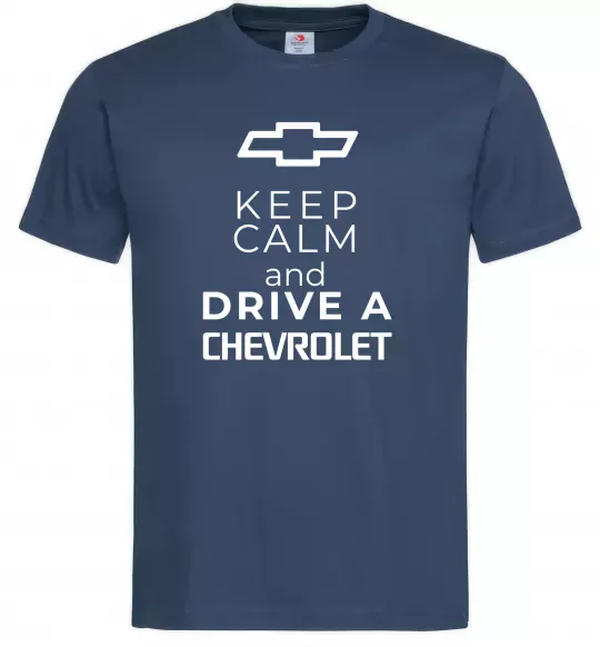 Мужская футболка Keep calm and drive a Chevrolet Темно-синий фото