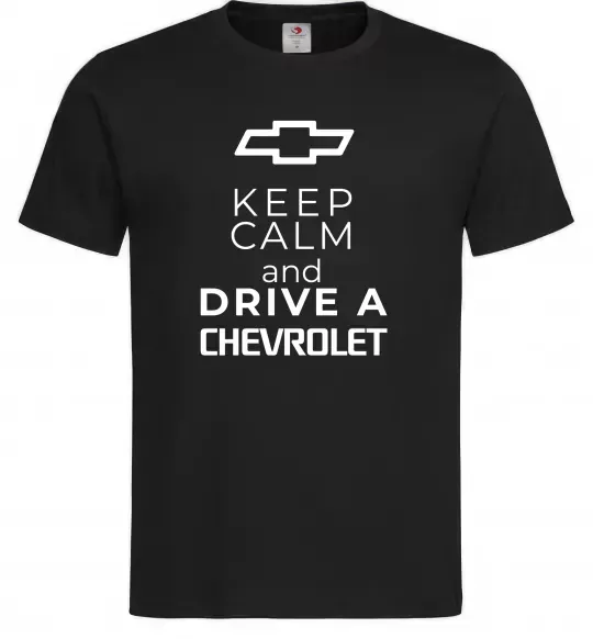 Мужская футболка Keep calm and drive a Chevrolet Черный фото