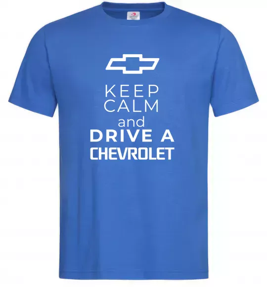 Мужская футболка Keep calm and drive a Chevrolet Ярко-синий фото
