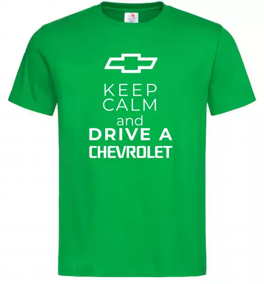 Мужская футболка Keep calm and drive a Chevrolet Зеленый фото