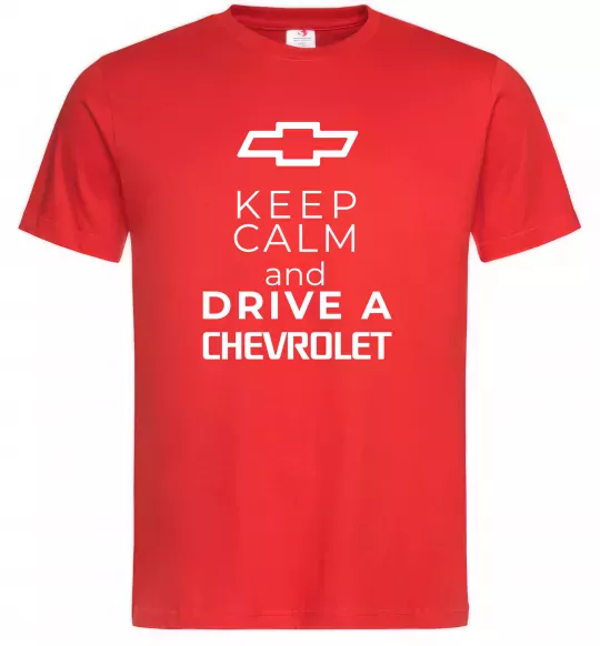 Мужская футболка Keep calm and drive a Chevrolet Красный фото