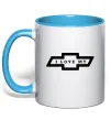 Чашка з кольоровою ручкою I love my Chevrolet Блакитний Чашка з кольоровою ручкою I love my Chevrolet Блакитний фото