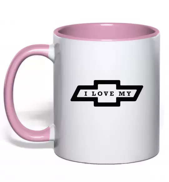 Чашка з кольоровою ручкою I love my Chevrolet Ніжно рожевий фото