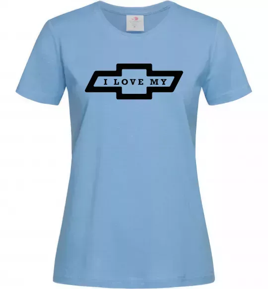 Жіноча футболка I love my Chevrolet Блакитний фото