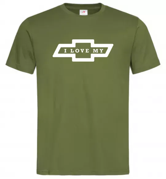 Чоловіча футболка I love my Chevrolet Оливковий фото