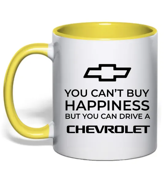 Чашка з кольоровою ручкою Drive a Chevrolet Лимонний фото