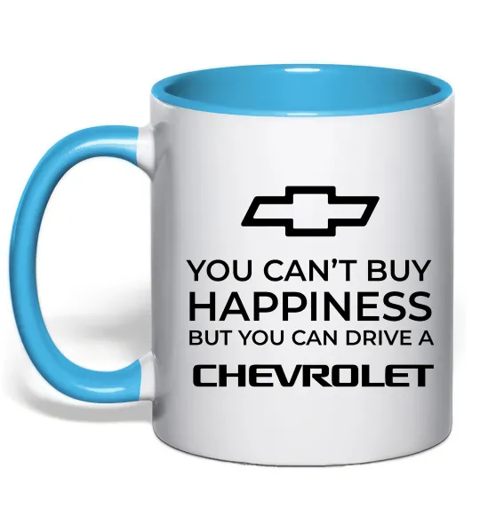 Чашка с цветной ручкой Drive a Chevrolet Голубой фото