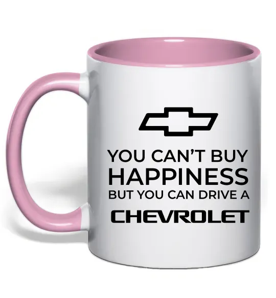 Чашка с цветной ручкой Drive a Chevrolet Нежно розовый фото