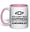 Чашка с цветной ручкой Drive a Chevrolet Нежно розовый фото