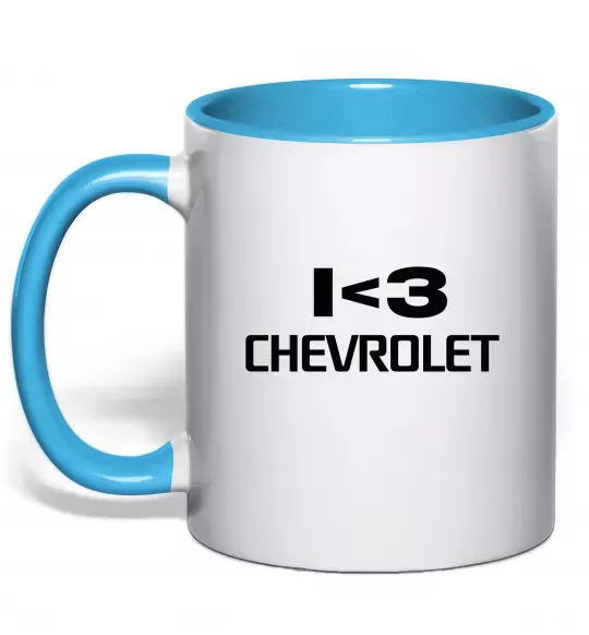 Чашка с цветной ручкой I <3 Chevrolet Голубой фото