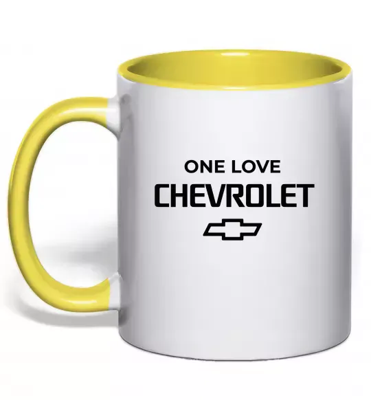 Чашка с цветной ручкой Chevrolet one love Солнечно желтый фото
