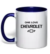 Чашка с цветной ручкой Chevrolet one love Глубокий темно-синий фото