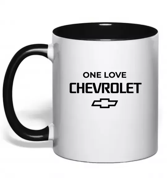 Чашка с цветной ручкой Chevrolet one love Черный фото
