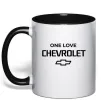 Чашка с цветной ручкой Chevrolet one love Черный фото