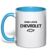 Чашка с цветной ручкой Chevrolet one love Голубой фото