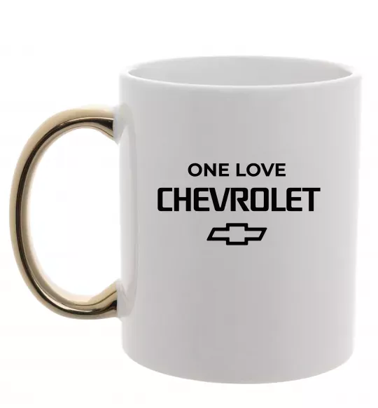 Чашка с цветной ручкой Chevrolet one love Золото фото