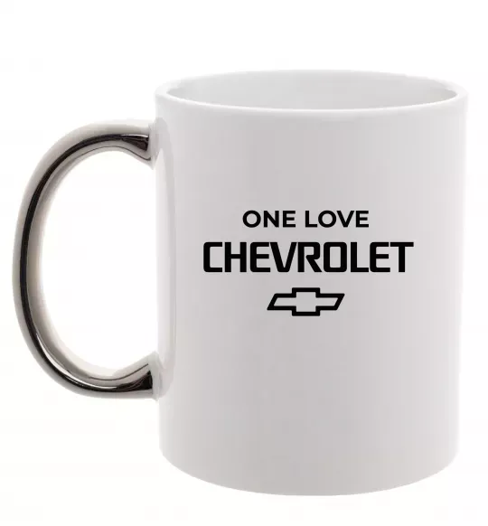 Чашка с цветной ручкой Chevrolet one love Серебро фото