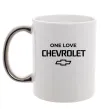 Чашка с цветной ручкой Chevrolet one love Серебро фото