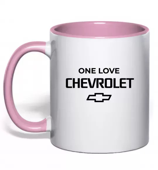 Чашка с цветной ручкой Chevrolet one love Нежно розовый фото